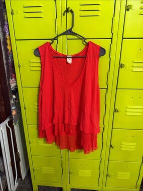 We The Free Red Layered Sleeveless V-Neck Tank